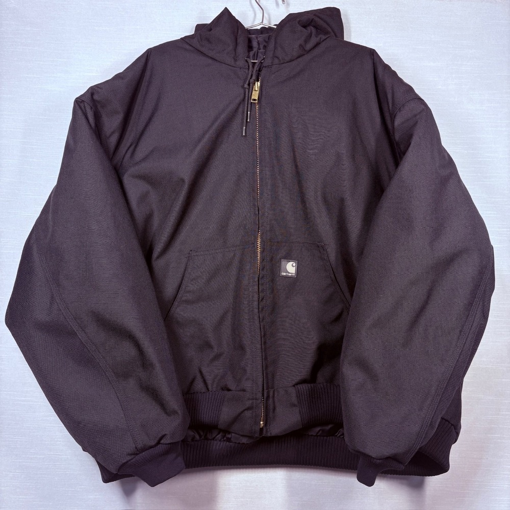 Vintage Carhartt J133 BLK Insulated Hooded Jacket Mens 5XL Black Reg Full Zip‎